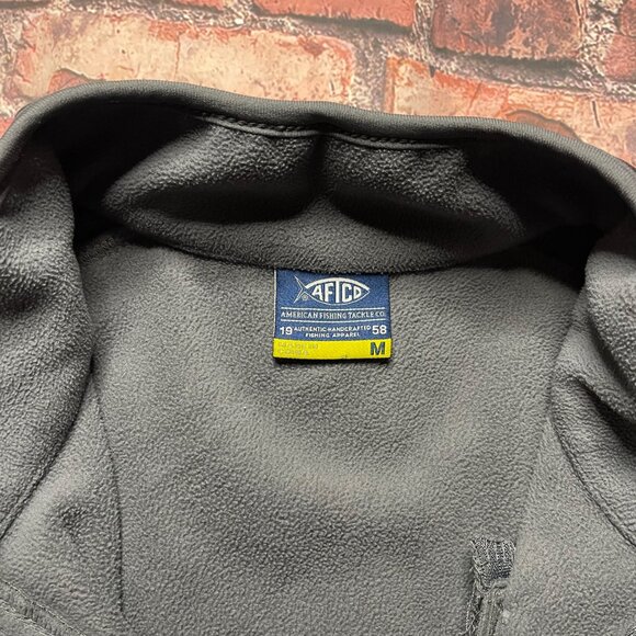 AFTCO Sweater Mens Medium1/4 Zip Gray AFTECH Fishing Fleece Poly Pockets - Picture 4 of 8